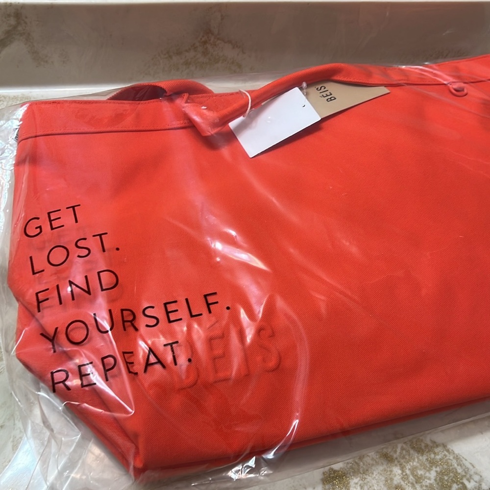 NWT Beis Travel Tote in Flame Orange - Picture 8 of 8